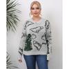Plus Size Women S Thick Knit Dinosaur Print Pullover Sweater