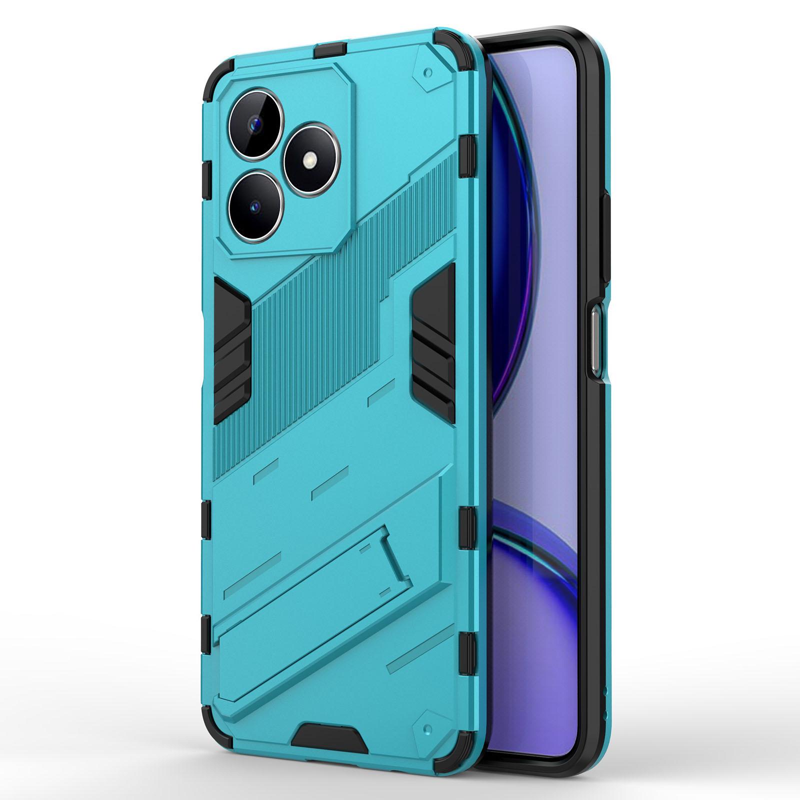 

For Realme C53 (Global)/C53 (India)/C51 Kickstand Back Case PC+TPU Shockproof Phone Cover Baby Blue