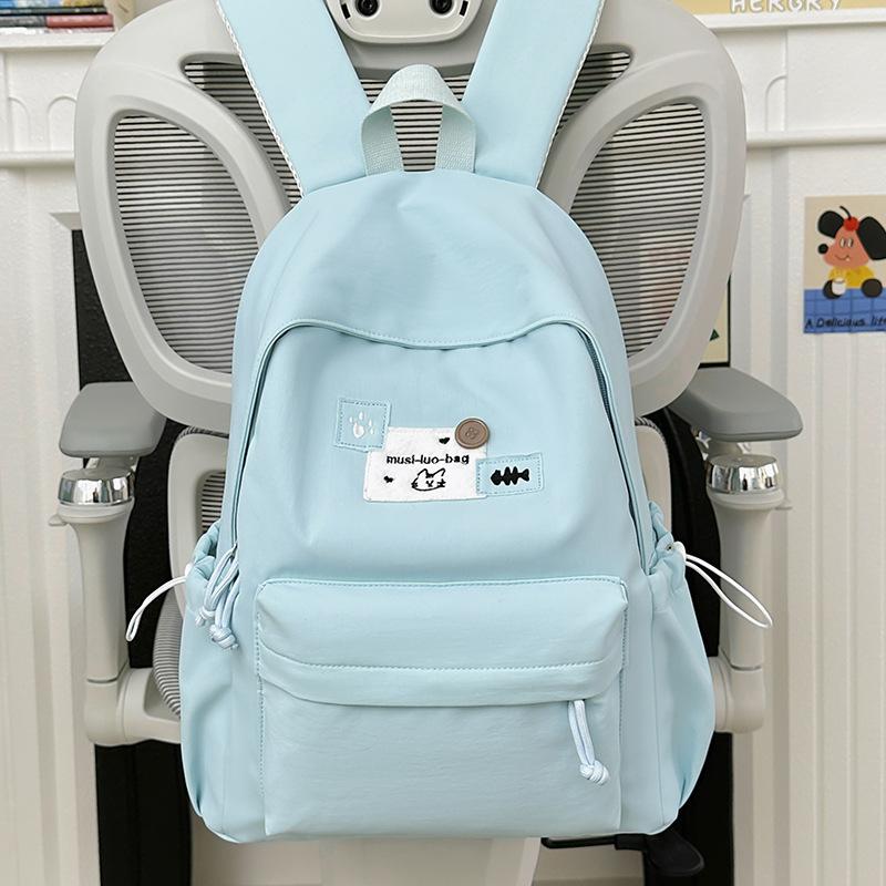 Schoolbag Japanese College Student Female Ins Versatile Cute Simple Schoolbag Solid Color Backpack Large Capacity Lightweight Backpack