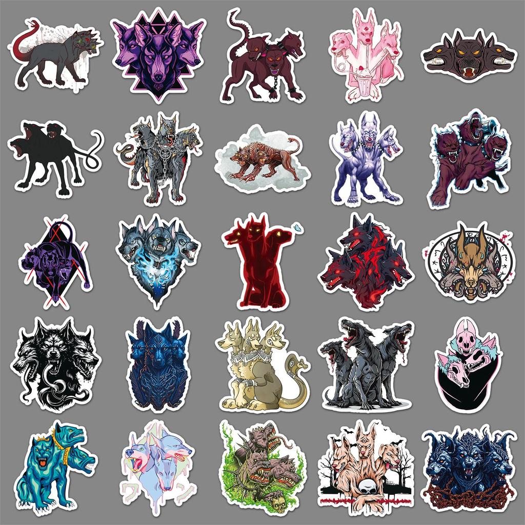 Hellhound Graffiti Stickers: 50PCS Dark Style Horror Decorations for Water Bottles, Phones, Skateboards, and Computers.