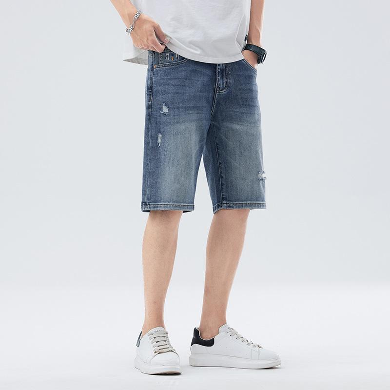 Grinded Five-point Pants Summer New Style Men's Japanese Loose Five-point Pants Shorts Denim Medium Pants