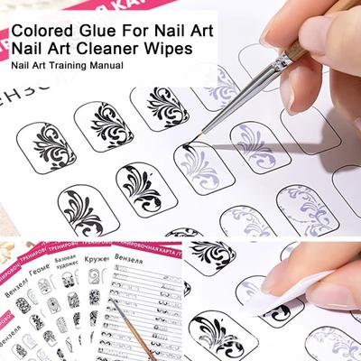 12 Pezzi Scheda di Allenamento per Nail Art Foglio Riutilizzabile per Pratica Design Unghie Modello Modello Unghia Dita Donna Principiante Quaderno di Esercizi Manicure Colorazione