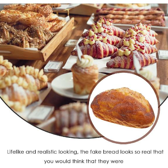 HOMSFOU Artificial French Bread Realistic Food Model Photography Prop, Bakery Display, Household Decor, 15.5X9CM, Bright Color, Rustic Style,