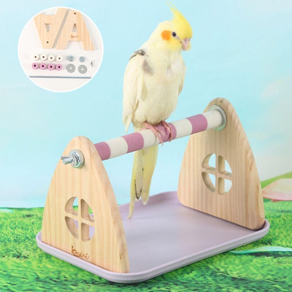with Tray Wooden Bird Platform Stable Bird Training Stand Parrot Climbing Rack Cage Use