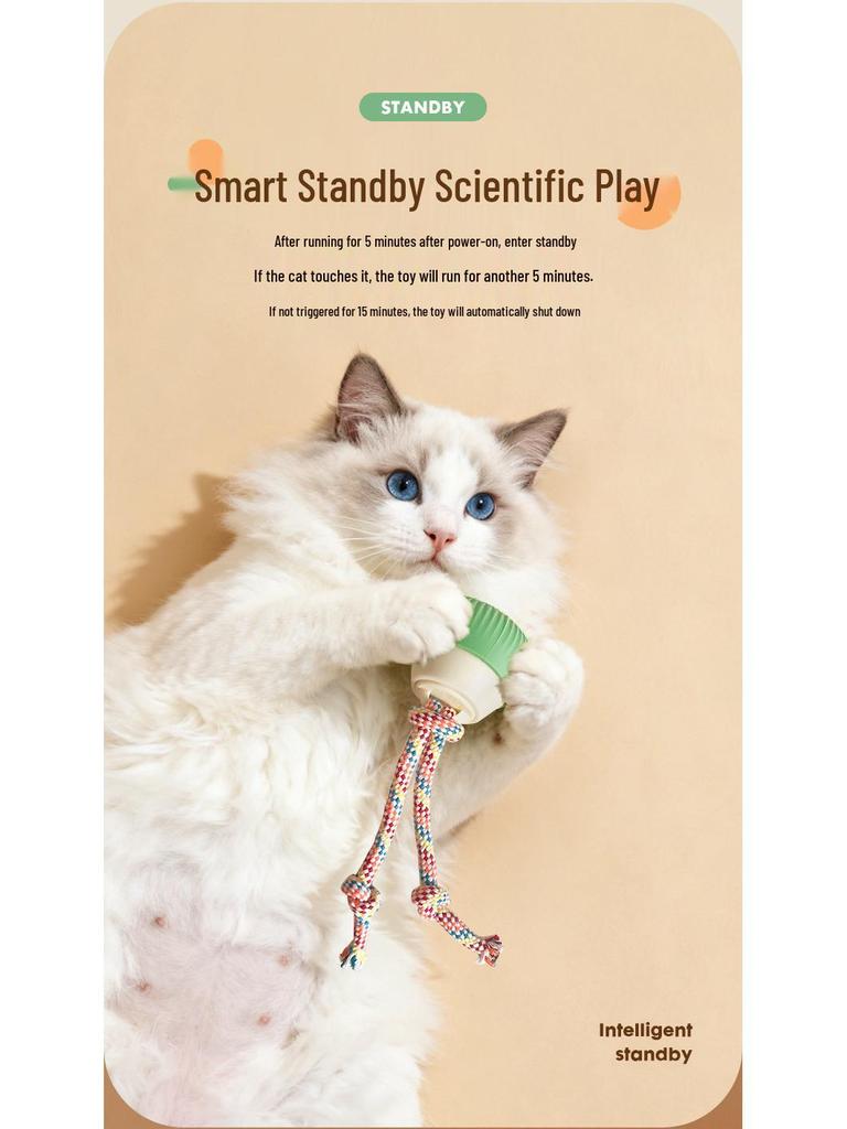 Automatic Rotating Cat Toy: Teasing Ball & Rope Knot Set for Self-Play and Boredom Relief