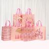 Christmas Non Woven Gift Bag Eco-Friendly High Capacity Foldable Bag Pink Gift Packaging Bag  For Festive Decoration