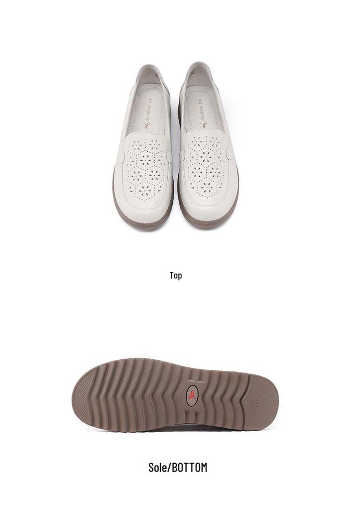 Women's Genuine Leather Slip-On Shoes - Red Dragonfly Breathable Summer Style