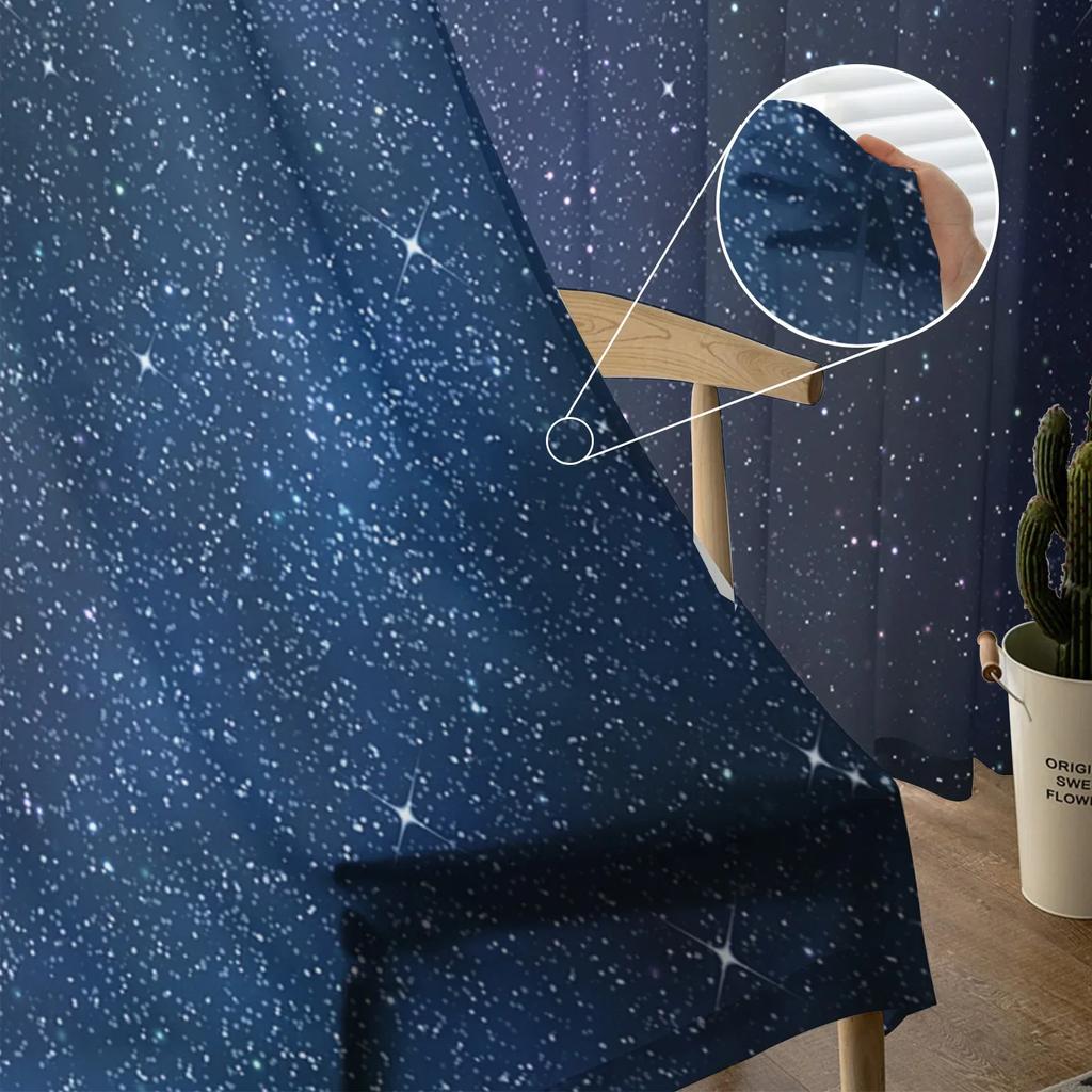 Star Galaxy Starry Sky Tulle Curtains For Living Room Bedroom Kitchen Decoration Chiffon Sheer Voile Window Curtains Kids Drape