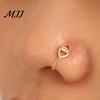 Star Shape Nose Ring 5 Pcs Hoops for Women Geometry Heart Rhinestone U Shaped Gold Plated Faux Piercing Jewelry