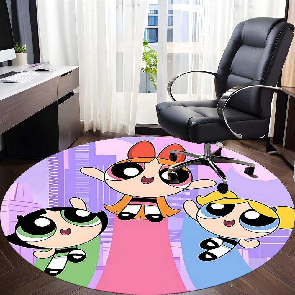 Powerpuff Girls Office Round Area Rug,  Under Office Chairs Bedroom Living Room Home Decor a0908186
