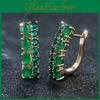 Earrings Green Drop Zircon Elegant For Women Luxury Rose Gold Color Wedding Party Jewelry Gifts