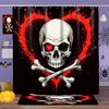 Halloween Skelett Dekor Muster Duschvorhang Badezimmer Sets Wasserdicht Rutschfest Badezimmerteppich WC U Mit 12 Haken Heimdeko