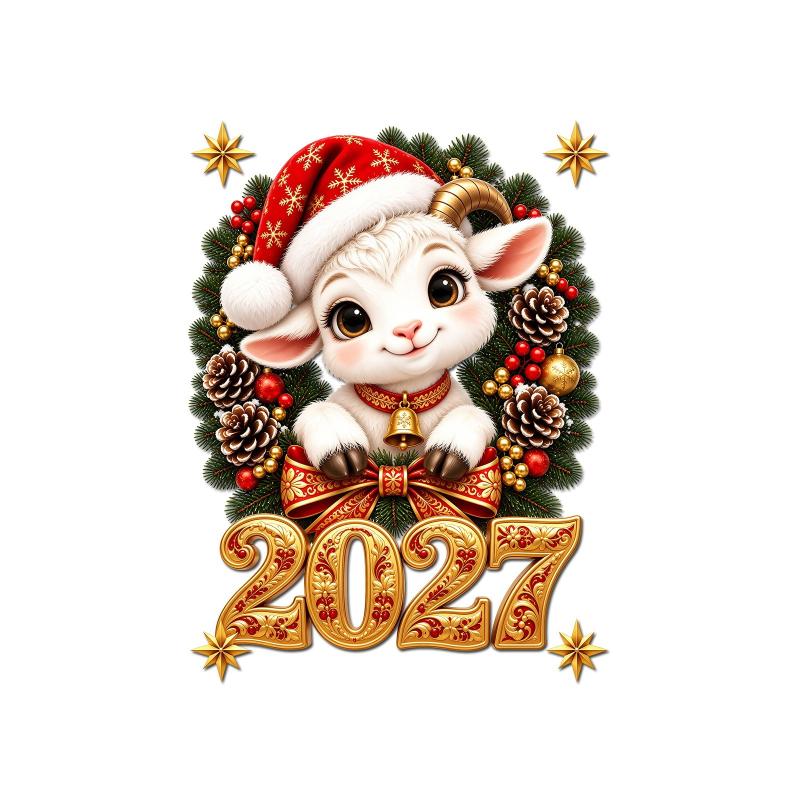 2027 Happy Christmas Decoration Sheep Window Decals Christmas Window Stickers Shopping Mall Showcase Festive Decor