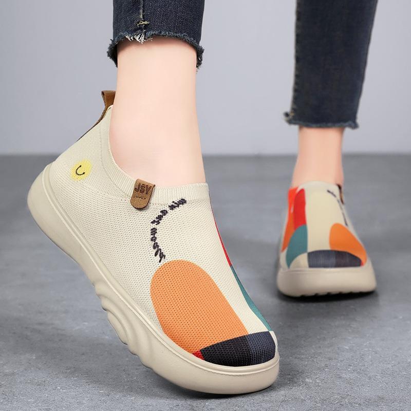 Shoes women's autumn new old Beijing cloth shoes trend painted casual shoes polyurethane soft sole one pedal single shoes women