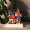 Christmas Village Houses Christmas Collectible Buildings with LED Light Christmas Decors Gingerbreads House Figurine