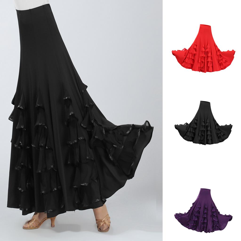 Ballroom Dance Dresses Practise Dancing Dress Modern Waltz Tango Skirt - Purple, As Described