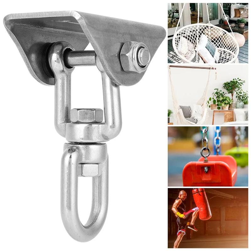70Mm Swing Suspension Hook Hanger 304 Stainless Steel Rotatable Hammock Swing Hanger Hook Fixed Plate Hanging Chair Kit Hardware