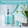 Mouthwash Dispenser for Bathroom with Cup Holder Detachable Glass Mouthwash Container 16 Oz,Refillable Mouth Washer Dispenser for Countertop