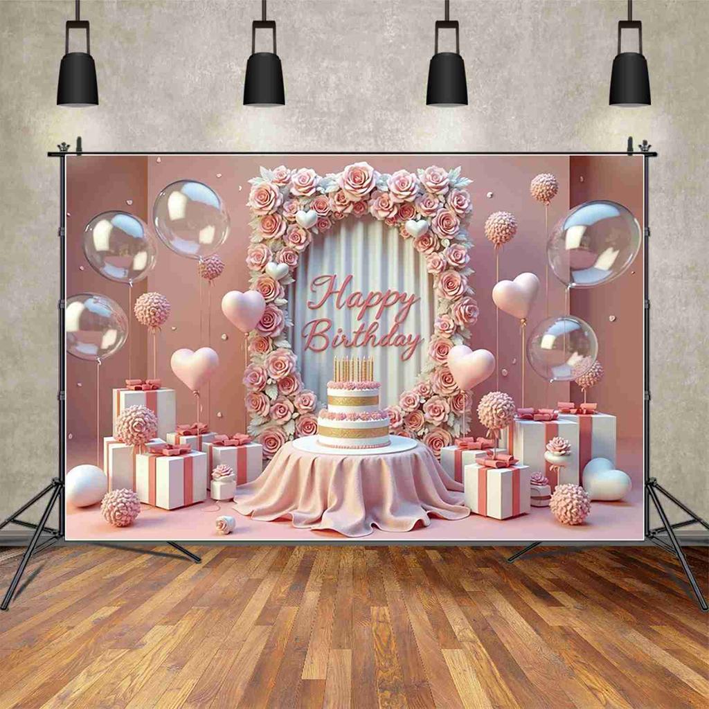 Fundal Decorațiune Petrecere de Ziua de Naștere   Fundal cu Model de Trandafiri   Fundal Foto