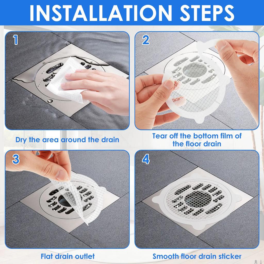 10-100PCS Disposable Floor Drain Sticker Shower Drain Hair Catcher Cover Sink Drain Hair Blocker Bathtub Mesh Filter Sticker