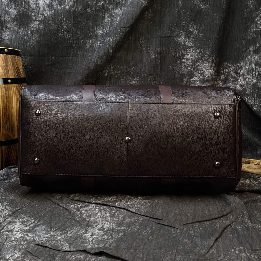 Echtes Leder Boston Bag für Große Reisetasche für 2 Nächte oder 3 Golfschuhboden Schulter Schule Heimkehr Business 55cm Herren, Kapazität, Tage, Tasche,