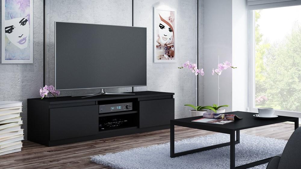 MODERN TV TABLE 120CM MATTE BLACK