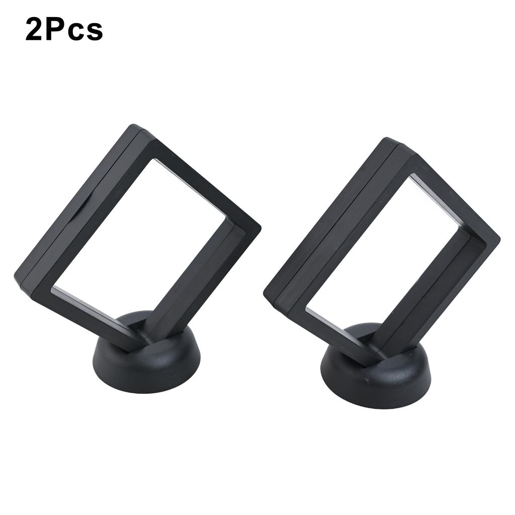 2 Stück Münzrahmen Penny 90*90mm Dekoration Schwarzer Kunststoff 3D Schwebende Displayhalter Box Quadratischer Schutz Schmuck