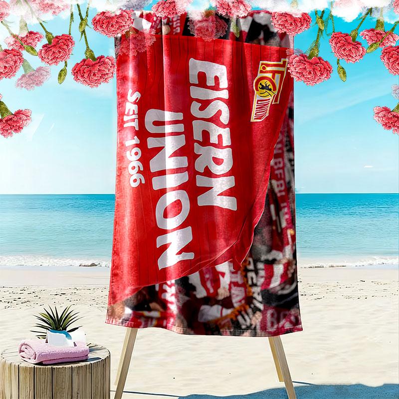 Union Berlin Logo Aufdruck Strandtuch, Großes Weiches Schnelltrocknendes Handtuch für Strand Camping Schwimmen