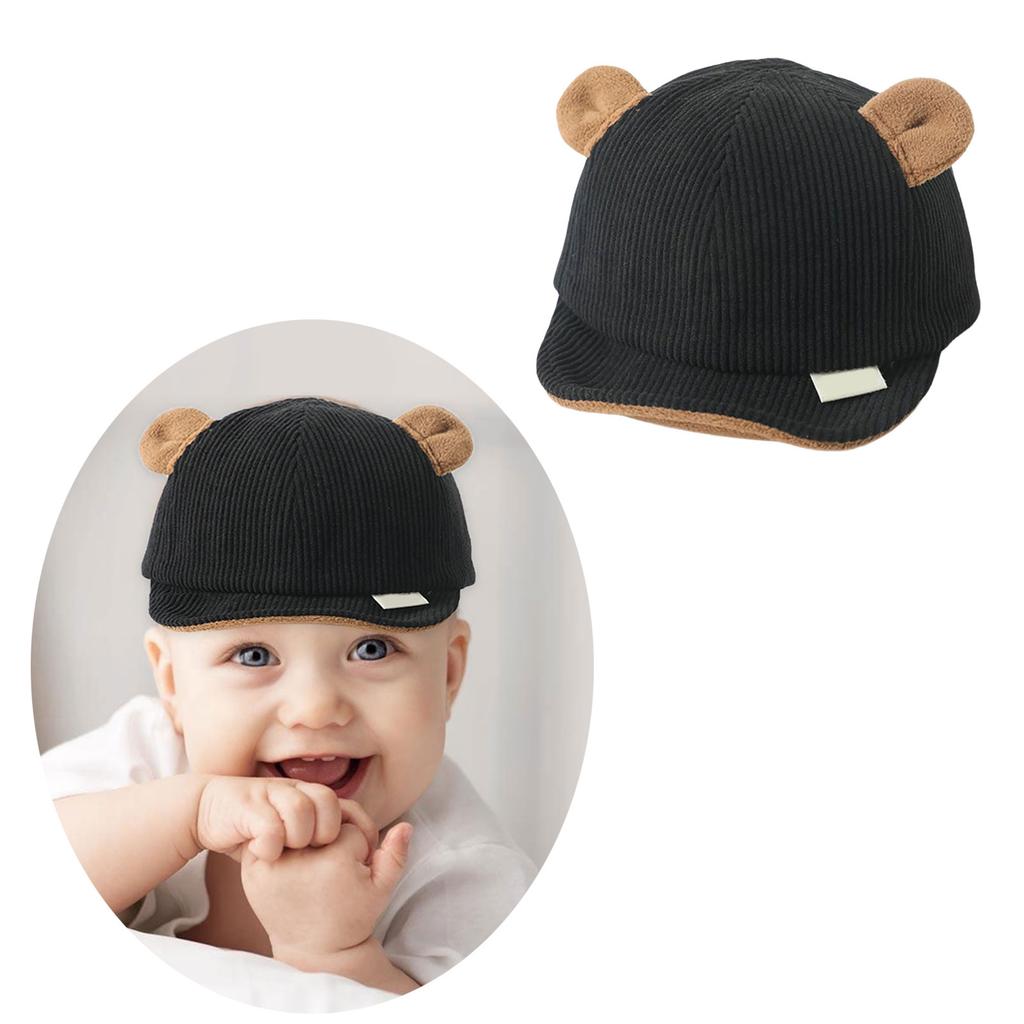 Adorable Baby Bear Hat Soft Corduroy Cap for Infants Aged 0 24 Months Perfect for Sensitive Skin