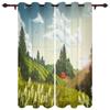 Country Graffiti Chicken Hill House Country Style Window Curtains Scenic Curtains for Living Room Decorative Items Living Room