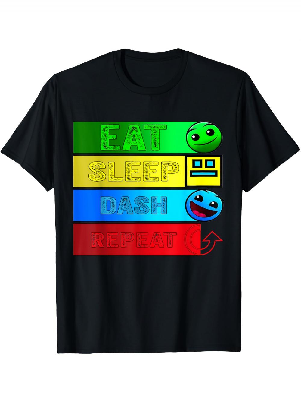 

Geometry Dash Gaming T-Shirt - Featuring iconic Dash characters and Level Up, suitable for gaming activities and everyday wea... S разноцветный