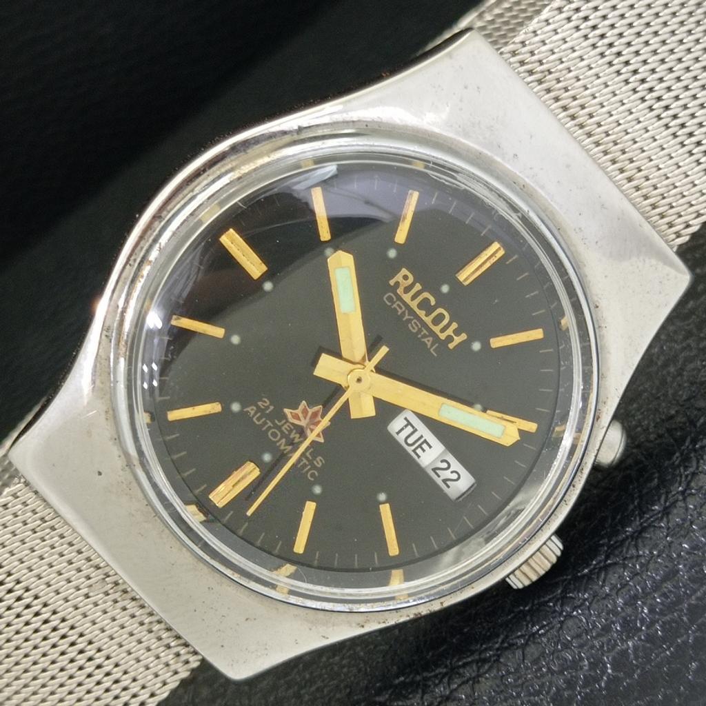 ZEGAREK MĘSKI VINTAGE RICOH R31 AUTOMATIC JAPAN CZARNY KOLOR TARCZY a500604-5 R153-a500604