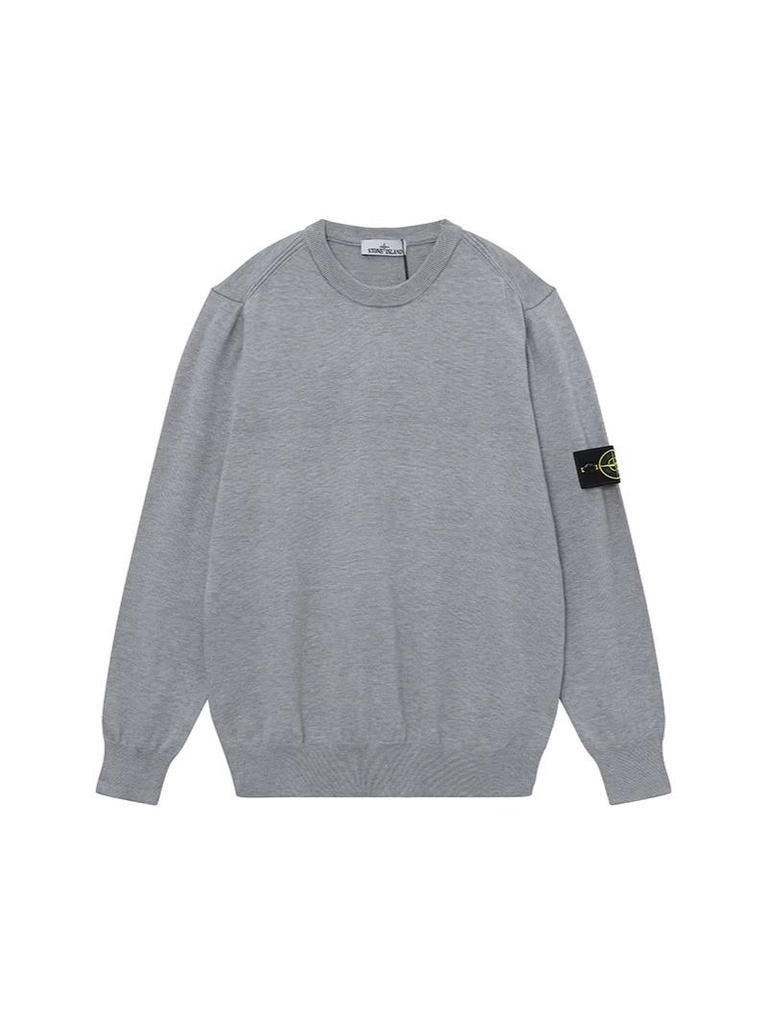 Island Classic Unisex Langarm Pullover mit Stein-Abzeichen