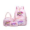 Demon Hunters Three-Piece Children'S School Bag Large Capacity 3D Digital Color Printing Kindergarten School Bag Meal Bag Pencil Bag