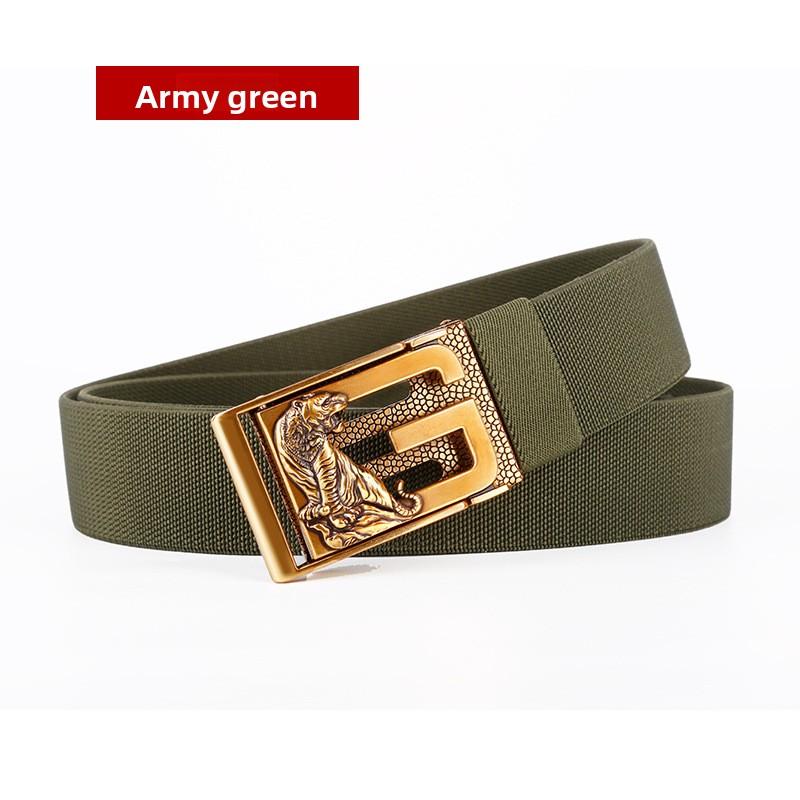 Gugeti Woven Men's Zodiac Automatic Buckle Belt, Fashionable High-end Elastic Canvas Universal Light Luxury