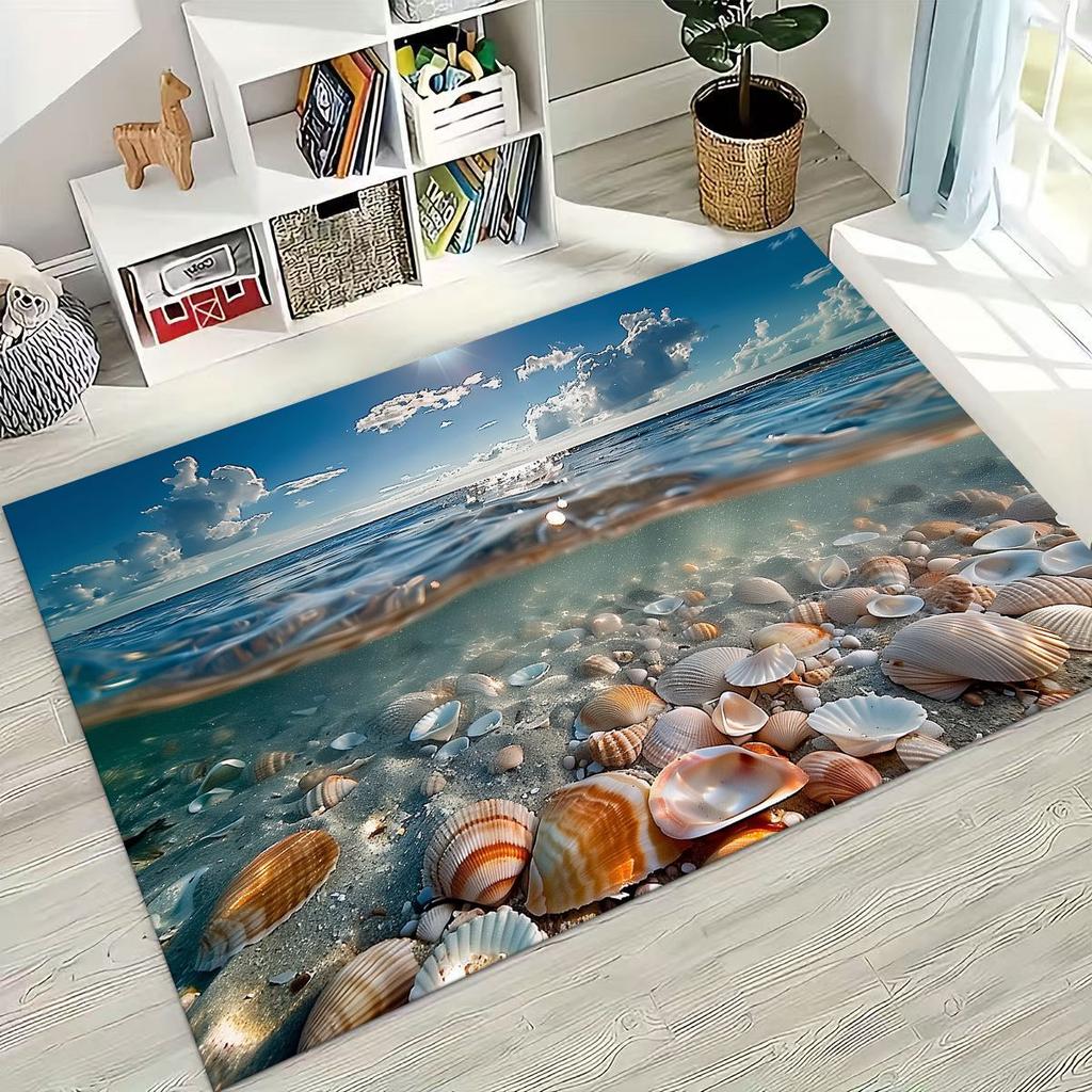 Dream Starfish Shell Tropical Beach Sea Star Art Rug for Bedroom Living Room Sofa Home Doormat Decor,Large Non-slip Floor Mat