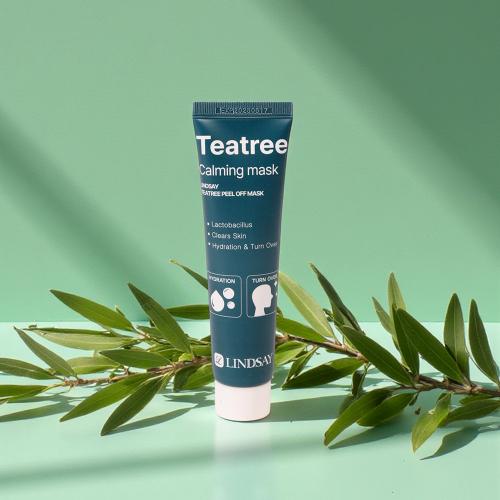 LINDSAY Cooling Calming Moisturizing Turnovers Tea Tree Calming Mask Peel Off Pack 70ml+free Pack Brush