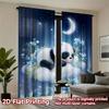 Süßer Panda Galaxie Vorhang Blauer Nachthimmel Floral Polyester Wasserdichter Fenster Vorhang für Kinderzimmer Heimdekoration