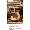 Rattan Woven Cat Ear Rolling Cat Carrier Breathable Escape-Proof Portable Large Capacity Pet Outdoor Travel Trolley for Cats New