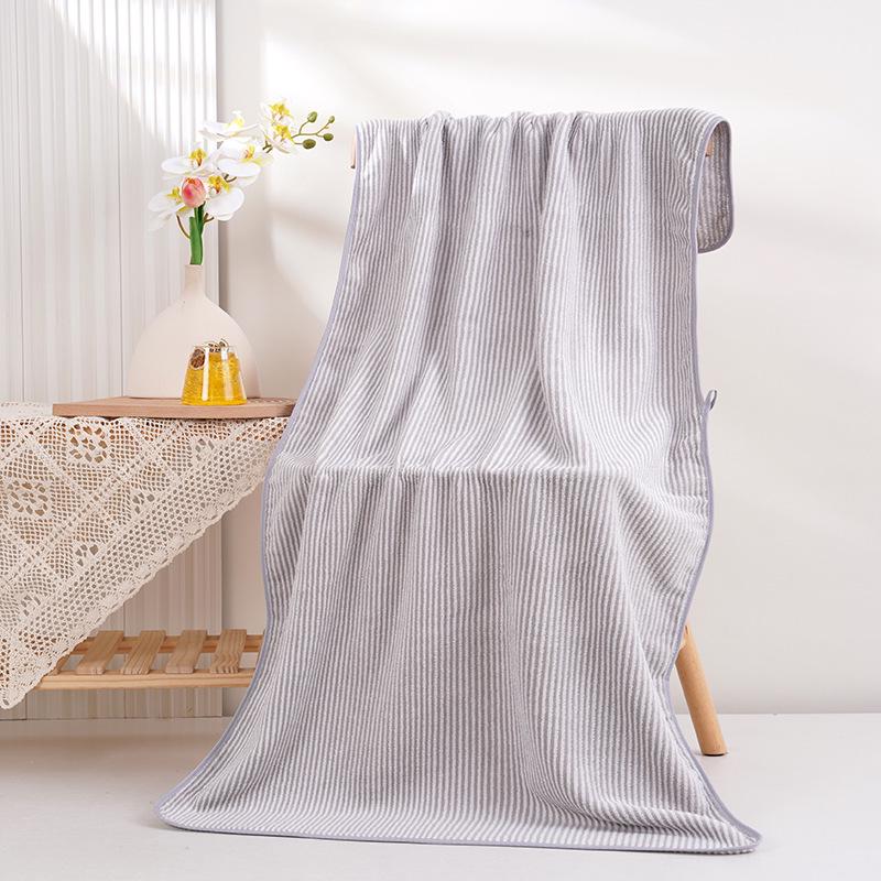 Warp-Knit Striped Coral Fleece Towels: Thick, Absorbent Face & Bath Gift Set