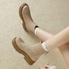 Moda Europeia e Americana Moda Botas Curtas Novas Outono 2024 Botas Curtas de Solado Grosso e Cano Alto Plataforma Mujer Zapatos De Mujer
