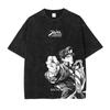 2026 Summer Wash Vintage T-shirt JoJo Jotaro Kujo Anime Manga Print Oversized Unisex Street Heavy Cotton Short Sleeve T Shirts