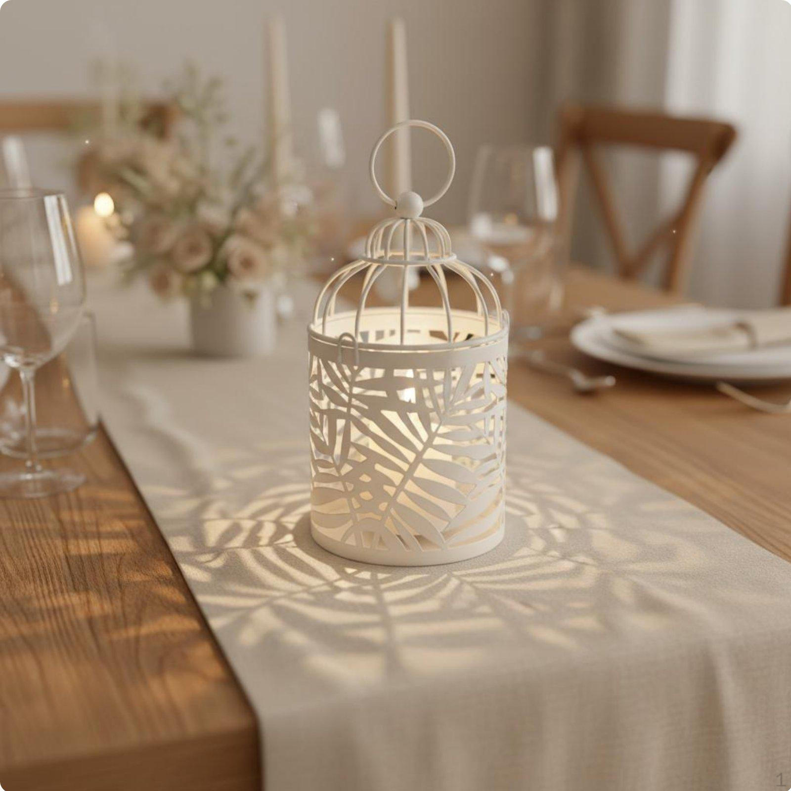 Birdcage Candle Holder Romantic Atmosphere Metal Lantern Lightweight Nordic Aesthetic White Gold