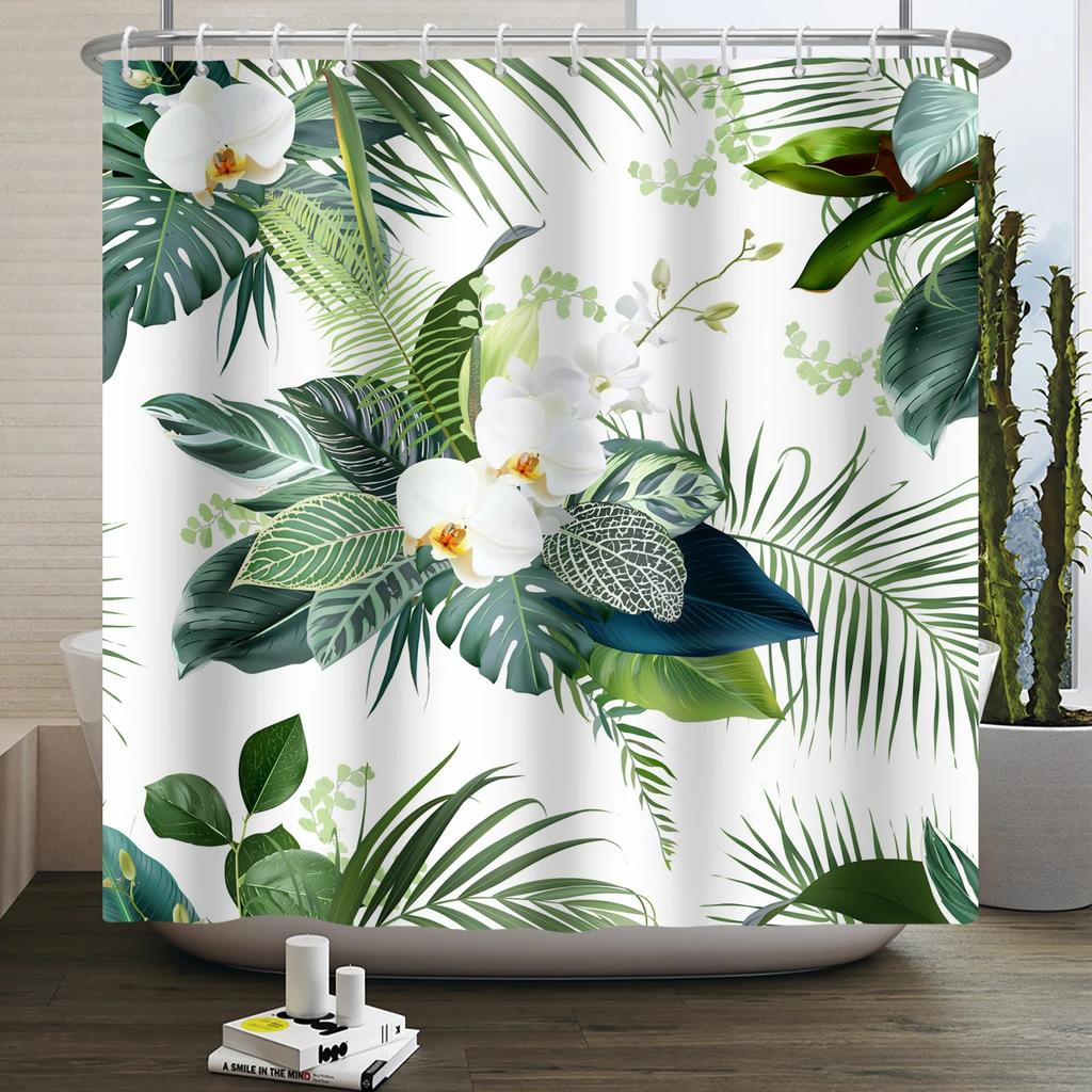 Floral Duschvorhang für Badezimmer Vintage Blume Schmetterling Wasserdichter Stoff Boho Badewanne Badezimmervorhang Mit Haken 180x240