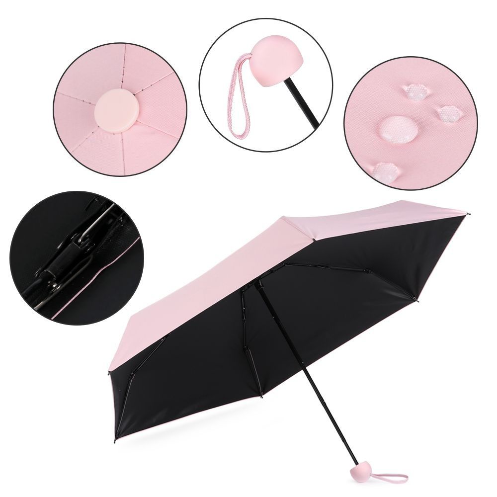 Jednokolorowy Mini Parasol Przeciwsłoneczny 5-krotny 8-żebrowy Wiatroodporny Parasol Przeciwsłoneczny Wzmocniony z Pokrowcem Składany Parasol