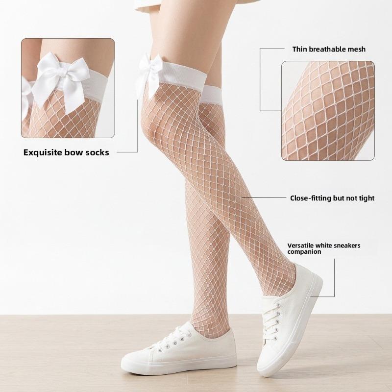 Breathable bow-knit stockings for beautiful skin, brightening effect, sexy appearance, making legs look longer and shaping the figure - mesh stockings