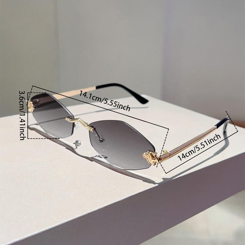 Rimless Polygon Sunglasses Men  New Gradient Ocean Lenses Decor Shades Women Ins Trendy Stylish Design Sun Glasses