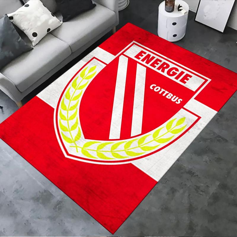 Energie Cottbus 1966 Wappen Druck Bereich Teppich Rot Vintage Textur Fußballverein Boden Teppich Sport Fan Wohnzimmer Schlafzimmer Heim Dekoration Matte 40x60cm( 15x23in )
