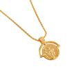 French Chic Roman Head Pendant Necklace Gold Coin Round Chain Choker Fashion Versatile Accessory