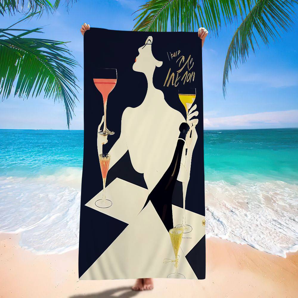 Champagner Logo M-Moet C-Chandon Mikrofaser Bedrucktes Strandtuch Bergsteigen Yoga Strand Schwimmen Laufen Saugfähig Weich